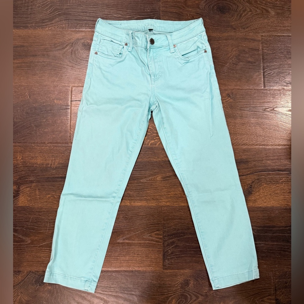 Kut From The Kloth Light Aqua Blue Crop Straight-Leg Jeans